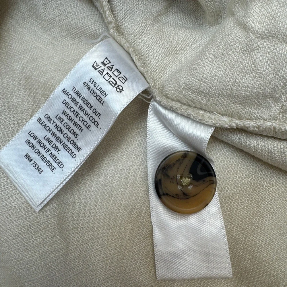 Nicole Miller Jacket Womens Small Beige Linen‎ Blend Coastal Grandma Boho
